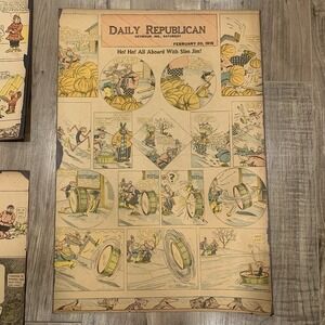 1915 Daily Republican Comic Pages Lot Hairbreadth Harry, Slim Jim, VTG Newspaper